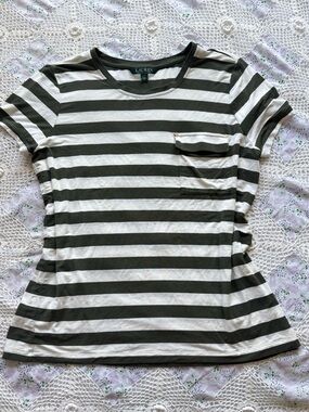 Ralph Lauren army green & ivory striped cotton